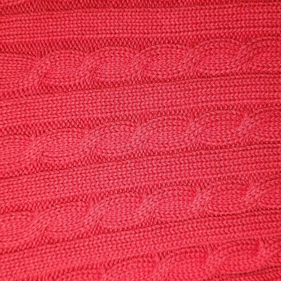 L.L. Bean Red Cable Knit Large Petite Cozy Classic Cotton - Picture 4 of 5